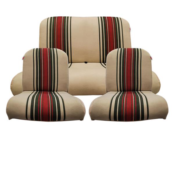 Bekledingspakket (2 asymmetrische voorstoelen + achterbank) STRIPED BEIGE stof