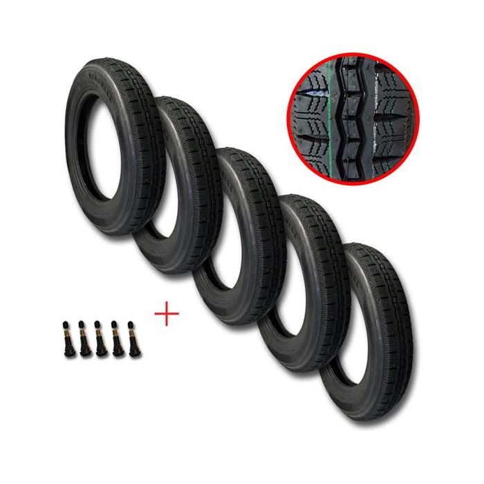 Set 5 banden 125/15 + velgen GEMONTEERD
