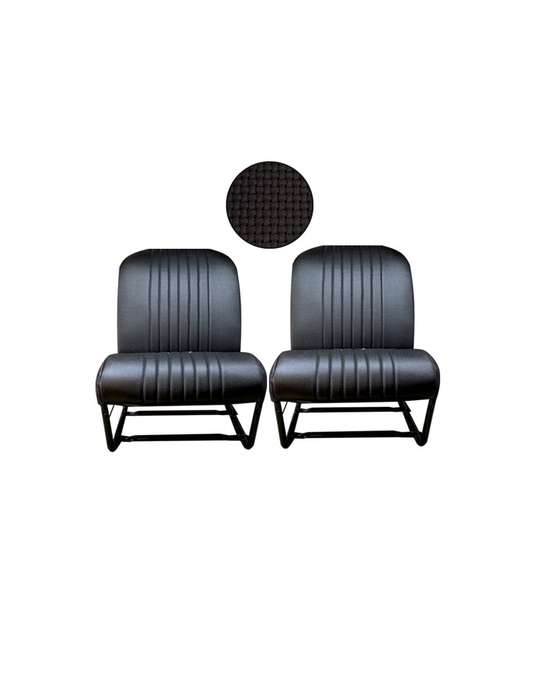 BEKLEDINGSKIT 2CV 2 VOORSTOELEN SYM. GEPERFOREERDE ZWARTE SKAI