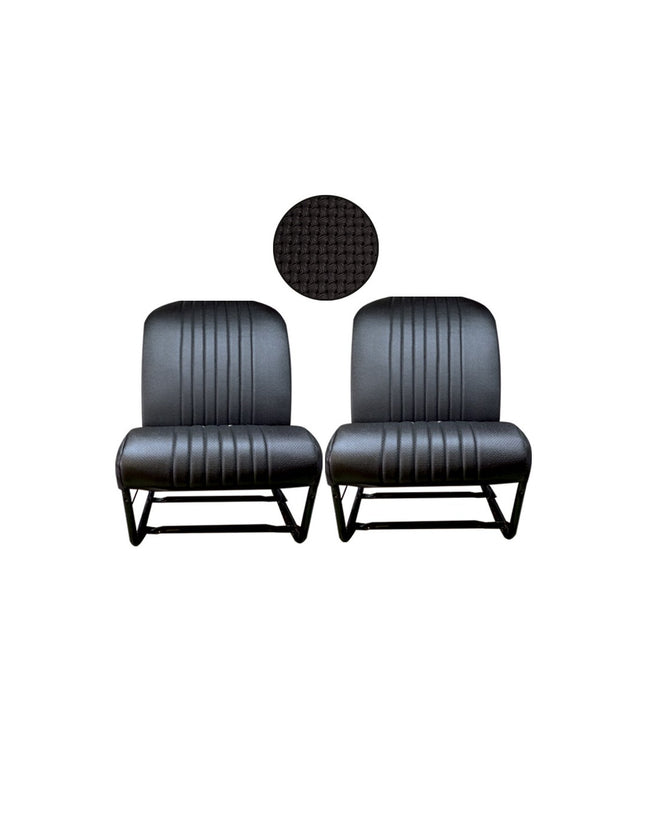 BEKLEDINGSKIT 2CV 2 VOORSTOELEN SYM. GEPERFOREERDE ZWARTE SKAI