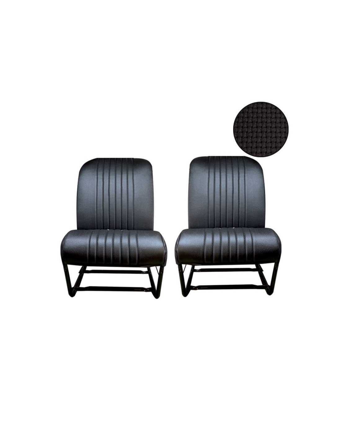 TRIM KIT 2CV 2 ASYMMETRISCHE VOORSTOELEN GEPERFOREERDE ZWARTE SKAI