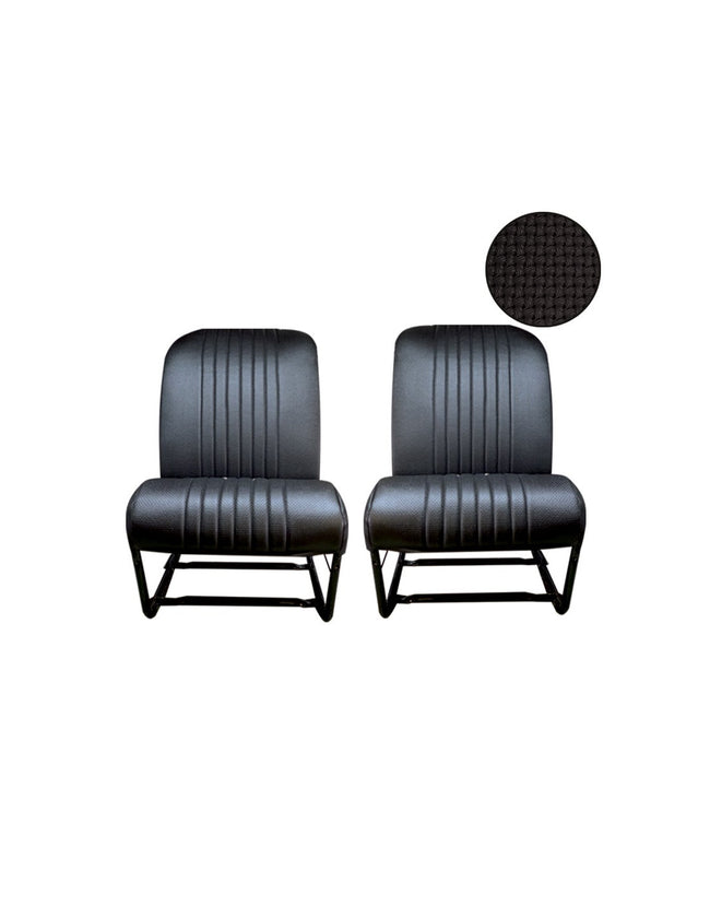 TRIM KIT 2CV 2 ASYMMETRISCHE VOORSTOELEN GEPERFOREERDE ZWARTE SKAI