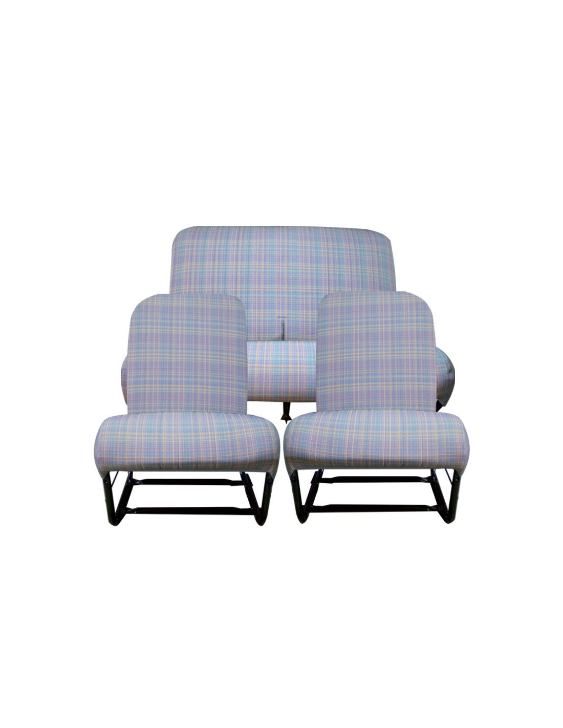 COMPLETE SET STOELEN EN BANK ECOSAIS BEKLEDING A-SIMETRISCH