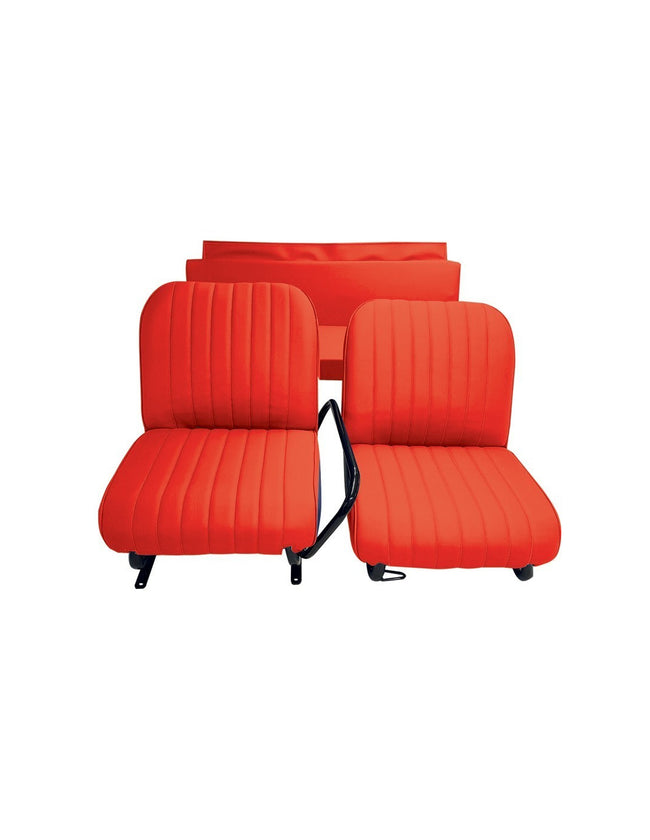 SET VAN 2 VOORSTOELE + ACHTER BANK ROOD MEHARI
