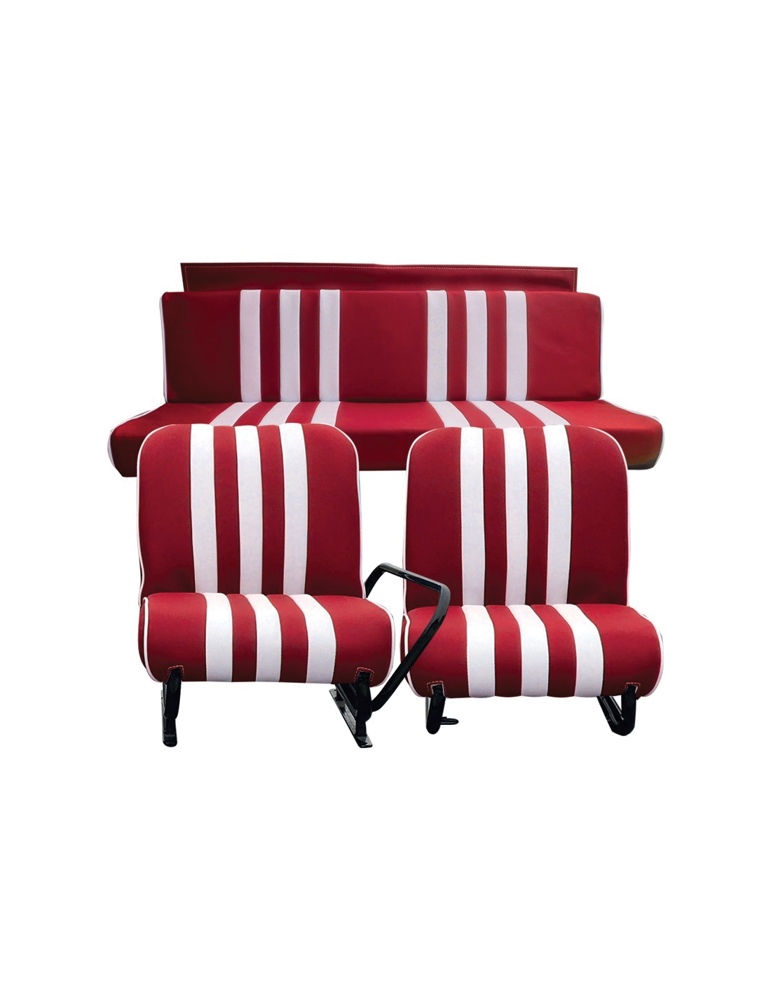 SET VAN 2 VOOR + ACHTER MÉHARI SKAÏ ROOD WIT GESTREEPTE STOELEN