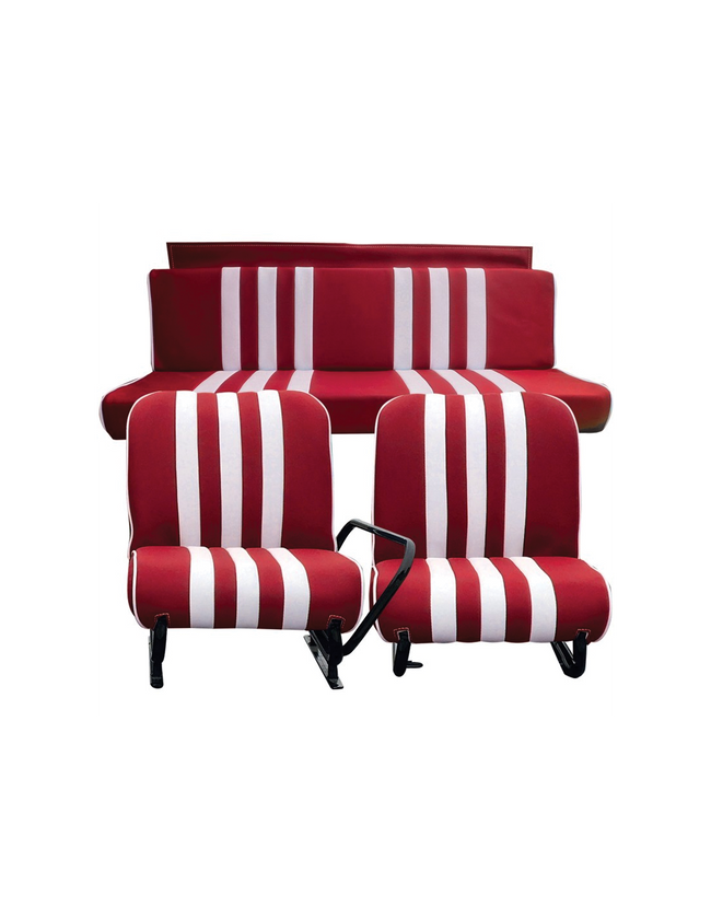 SET VAN 2 VOOR + ACHTER MÉHARI SKAÏ ROOD WIT GESTREEPTE STOELEN