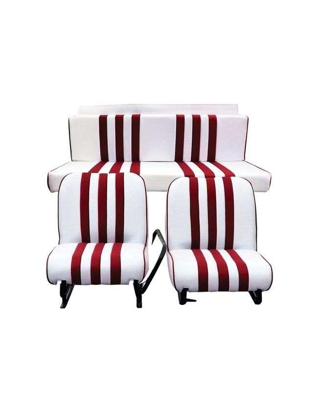 SET VAN 2 VOOR + ACHTER MEHARI SKAÏ WIT ROOD GESTREEPTE STOELEN