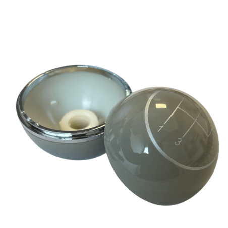 GRIJZE SCHAKELKNOP met chromen ring MET SCHAKELPATROON