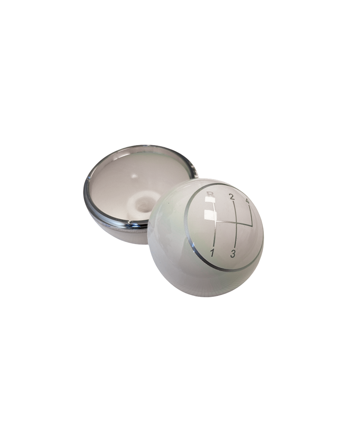 WITTE KNOP met chromen ring en schakelpatroon