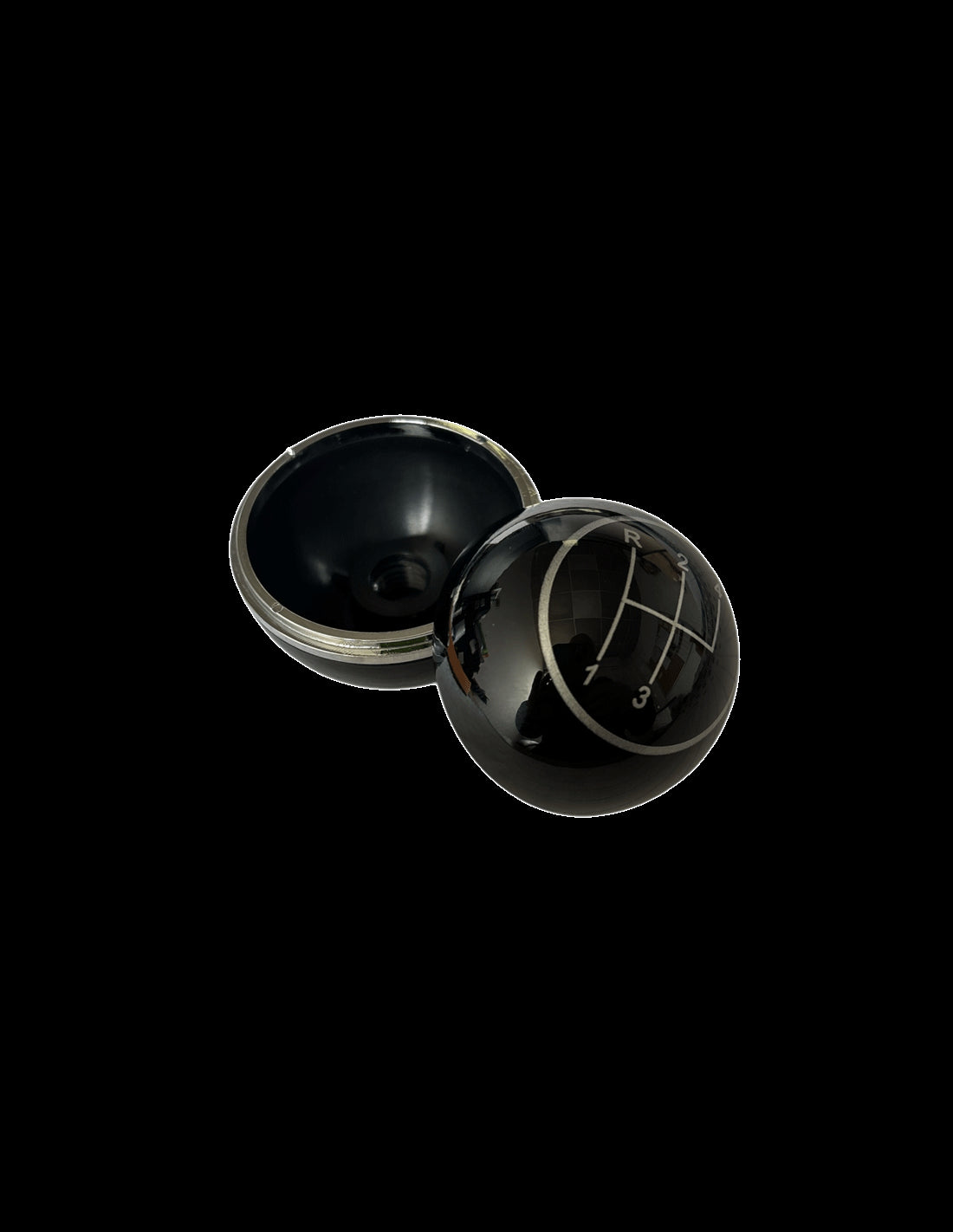 ZWARTE KNOP met chromen ring en schakelpatroon