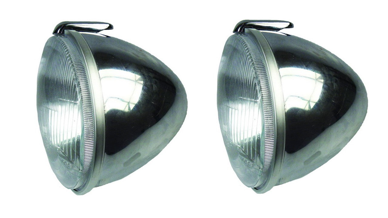 SET KOPLAMP+HUIS H4 ROND CHROOM