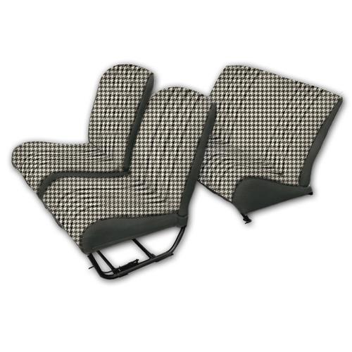 Bekleding set 2CV(2 Sym voorstoelen + achterbank) BLACK HOUNDSTOOTH stof (pied de poule)