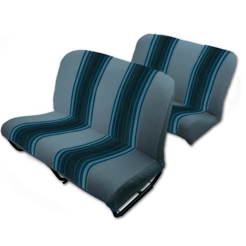 Bekledingspakket (voor- en achterbank) stof BLAUW GESTREEPT