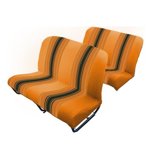 Bekledingsset (voor- en achterbank) stof GESTREEPT ORANJE
