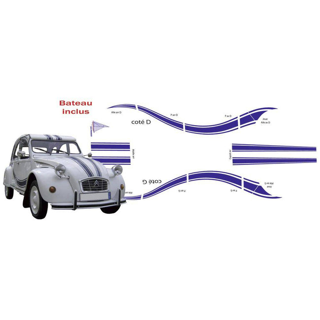 Stickerset met boot 2CV FRANCE 3/TRANSAT