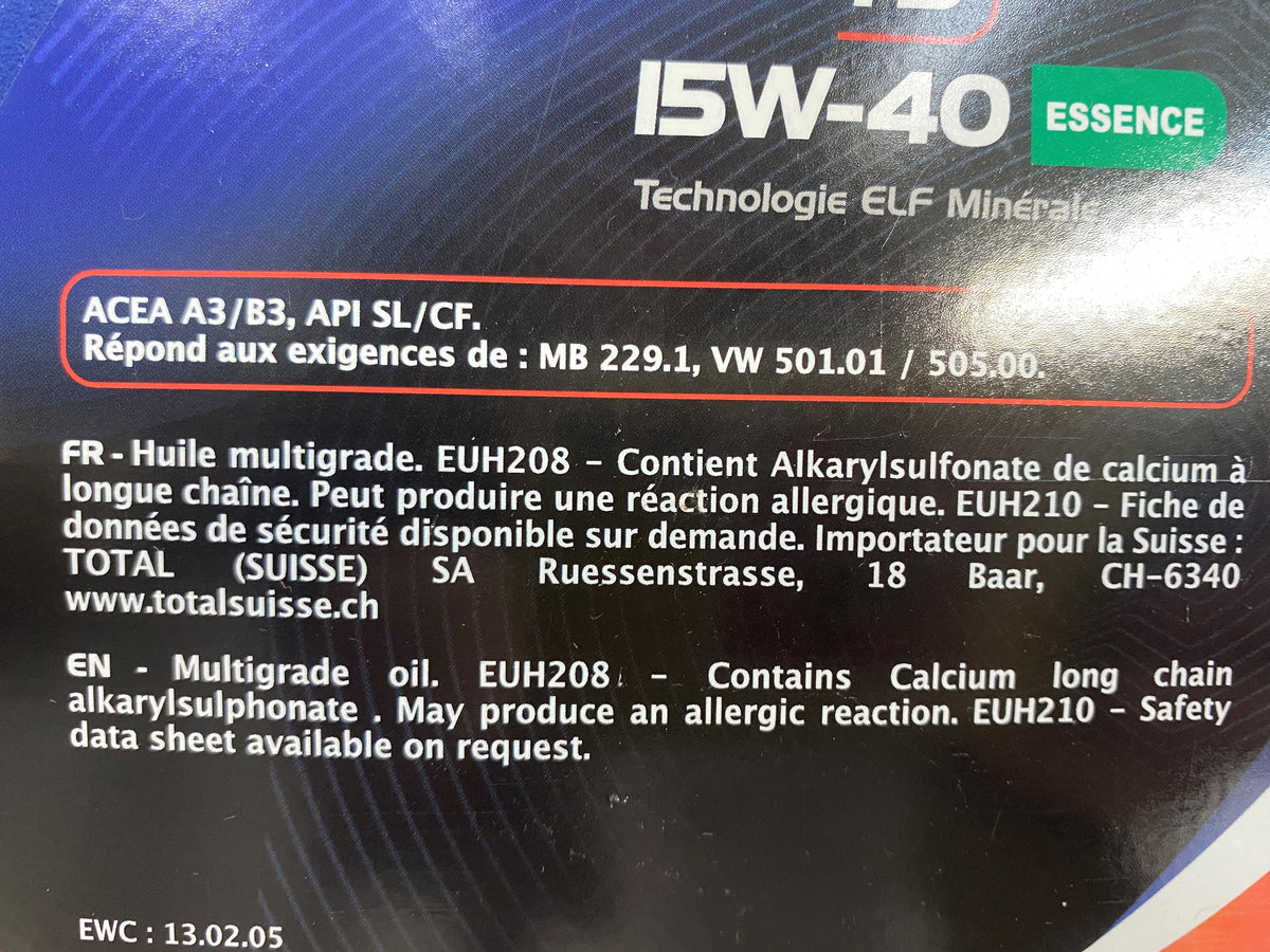 ELF 2 Liter 15W40