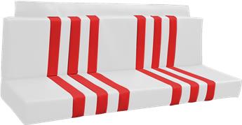 ACHTER Bank Bekleding Skai WIT gestreept ROOD Méhari