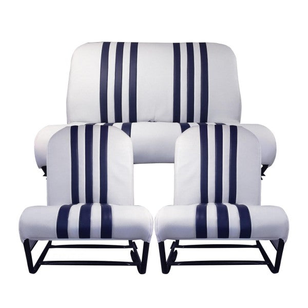 BEKLEDINGSKIT 2 SYMMETRISCHE VOORSTOELEN + BANK. RUG SKAÏ WIT BLAUW