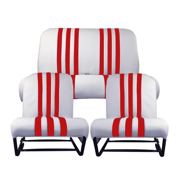 BEKLEDINGSKIT 2 SYMMETRISCHE VOORSTOELEN + BANK. ACHTER SKAÏ WIT ROOD