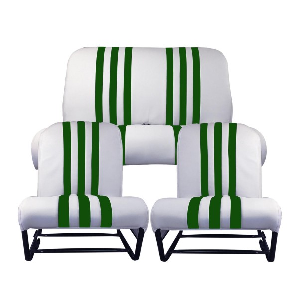 BEKLEDINGSKIT 2 SYMMETRISCHE VOORSTOELEN + BANK. RUG SKAI WIT GROEN