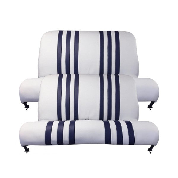 BEKLEDING VOORBANK + ACHTERBANK TWEEKLEURIG WIT BLAUW SKAI