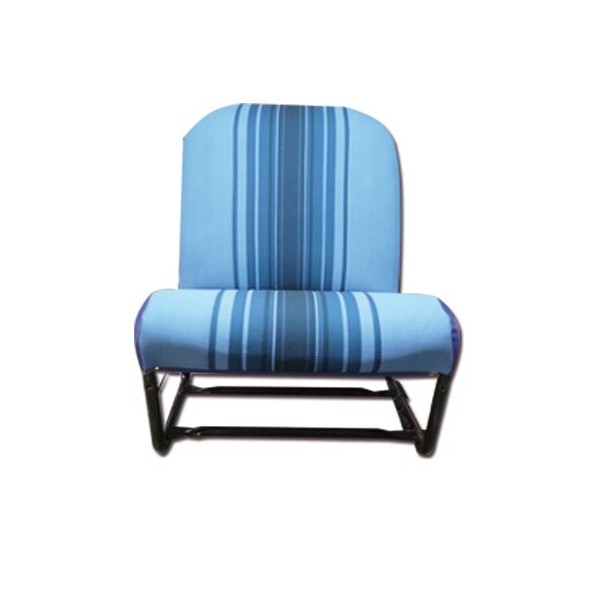 BEKLEDINGSKIT 2CV 2 VOORSTOELEN SYM. ZWARTE ORIGINELE BLAUW GESTREEPTE STOF