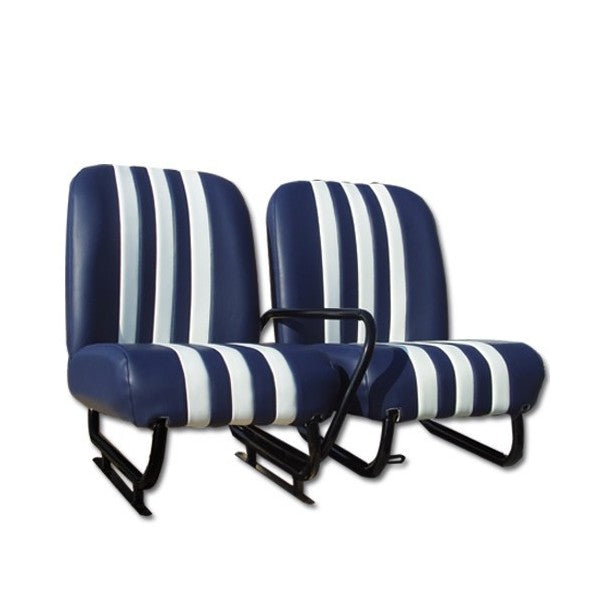 VOORSTOELBEKLEDING MÉHARI SKAI BLAUW WITTE STREPEN