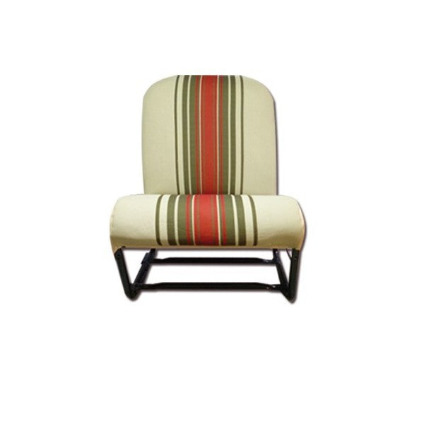 BEKLEDINGSKIT 2CV 2 VOORSTOELEN SYM. HERKOMST BEIGE RODE STREPEN STOF