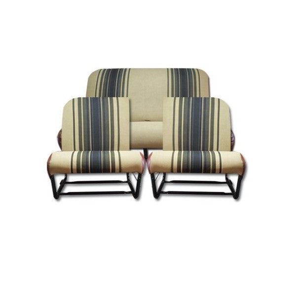 SET BRUIN GESTREEPTE STOFFEN BEKLEDING ASYM STOELEN + ACHTERBANK