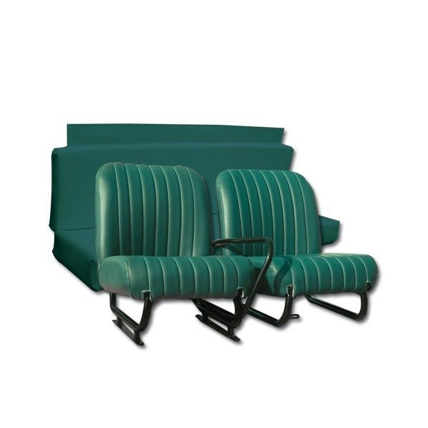SET VAN 2 VOOR + ACHTER BANK GROENE STOELEN MEHARI