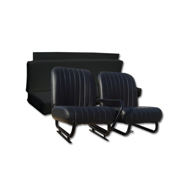 MEHARI BEKLEDING 2 VOORSTOELEN + ACHTERBANK. ZWARTE SKAI