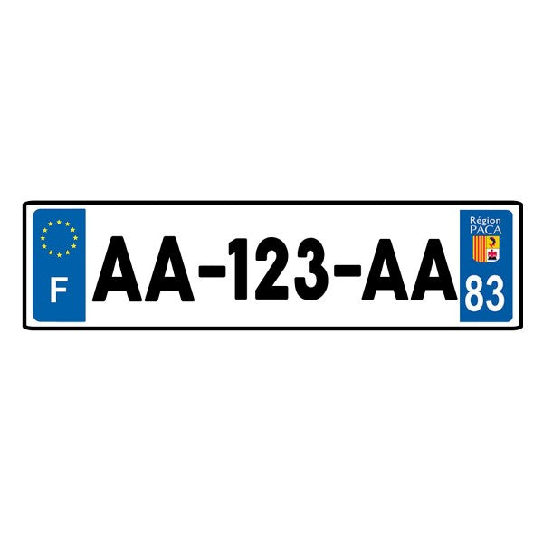 RECHTHOEKIGE LICENTIEPLAAT MET WITTE ACHTERGROND MET FRANKRIJK AV SYMBOOL GRENS