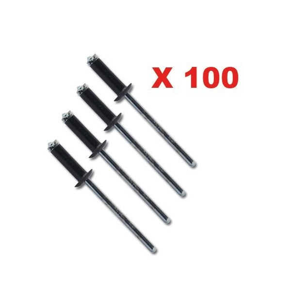 KLINKNAGELS X 100 ZWART ABS SUPERIEURE KWALITEIT.4,8x0,5-11.0